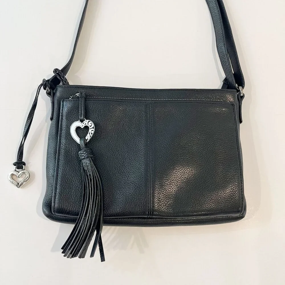 Brighton Barbados‎ City Organizer Purse Black Pebbled Leather Bag